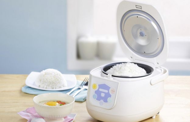 Rice in a rice cooker