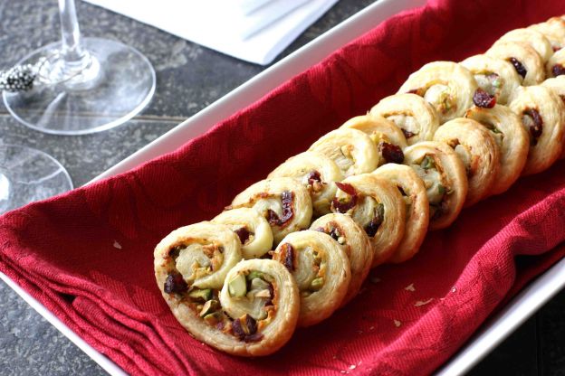 Cranberry, pistachio and goat cheese palmiers