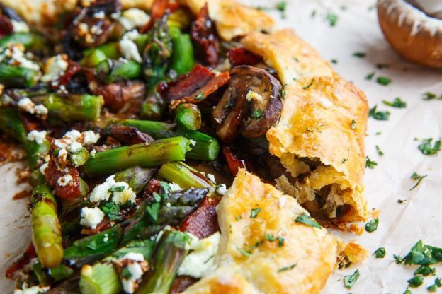 Asparagus and Mushroom Galette with Bacon and Goats Cheese