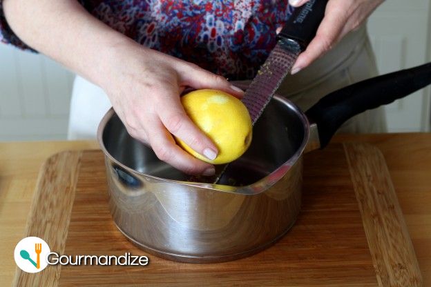 Grate the lemon zest into a saucepan