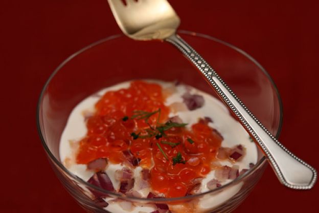 Salmon Roe and Rye Bread Appetizers
