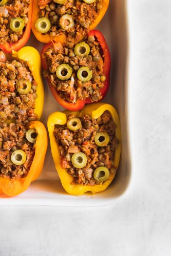 Cuban-Style Vegan Picadillo Stuffed Peppers