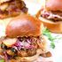 Grilled Chicken Sliders with BBQ-Caramelized Onions and Chipotle Coleslaw