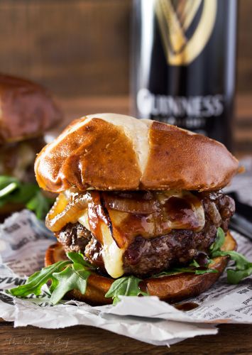 Whiskey glazed blue cheese burgers
