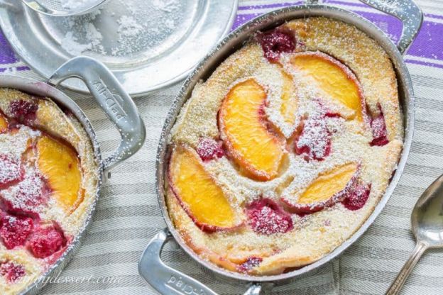 Fresh Peach and Raspberry Clafoutis