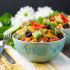 4 ingredient, 4 minute chicken taco rice bowls