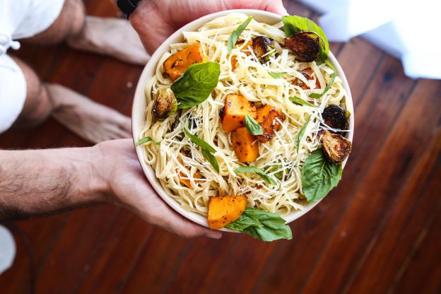 Herbed Butternut Squash and Brussels Sprout Linguine