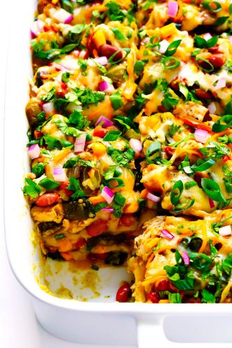 Verde Chicken Enchilada Casserole
