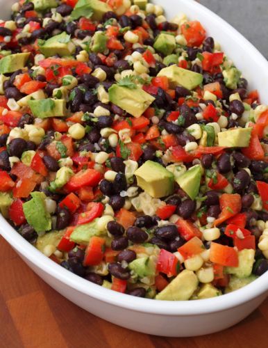 Black Bean Salad With Corn, Red Peppers And Avocado In A Lime-Cilantro Vinaigrette