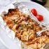 Foil Baked Tomato and Pesto Salmon with Rice