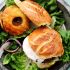Teriyaki Pineapple and Salmon Burgers with Sriracha-Yogurt Sauce