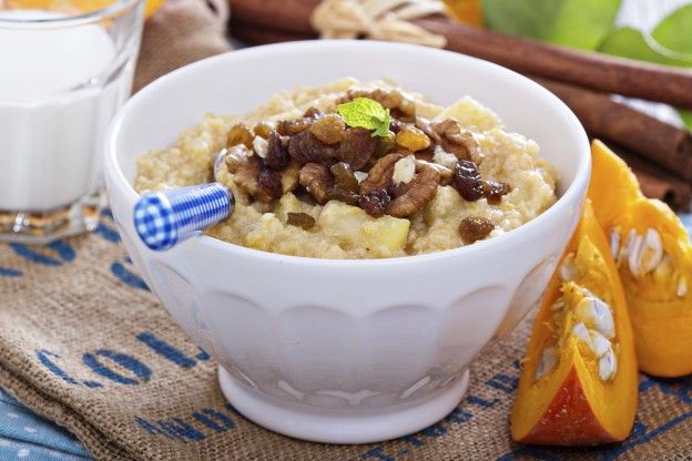 Hot millet bowl with dried fruits