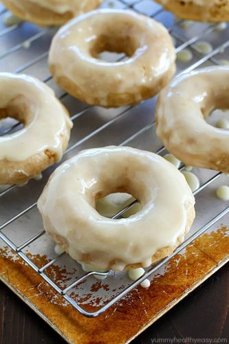 Baked Eggnog Donuts With Eggnog Glaze