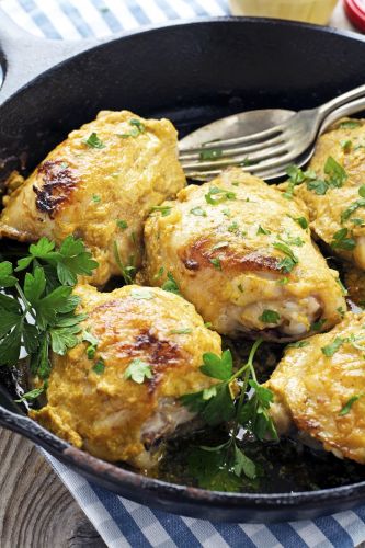 4 ingredient deviled chicken thighs