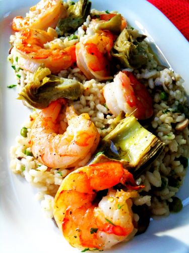 Dinner Party Worthy Shrimp and Artichoke Risotto