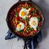 Harissa Baked Eggs with Chickpeas, Spinach and Sumac