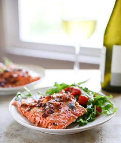 Easy Grilled Maple Dijon Salmon with Bacon