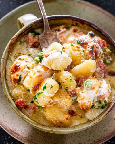One Skillet Ham and Cheese Gnocchi