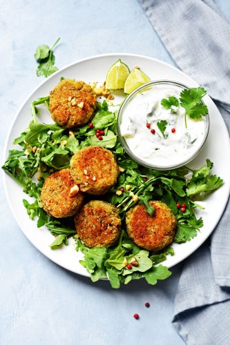 Canned Sardine Croquettes Salad with Yogurt Dip