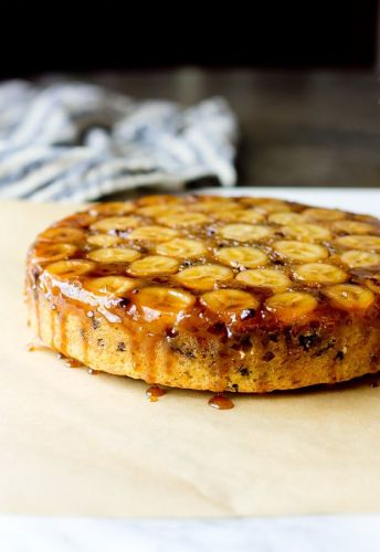 Upside Down Banana Chocolate Chip Cake
