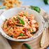 Creamy Tomato Farfalle with Peas and Crispy Prosciutto