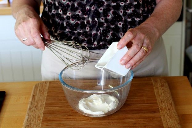 Add the heavy cream to the cream cheese