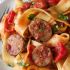 Tomato Pappardelle Pasta with Italian Sausage and Peppers