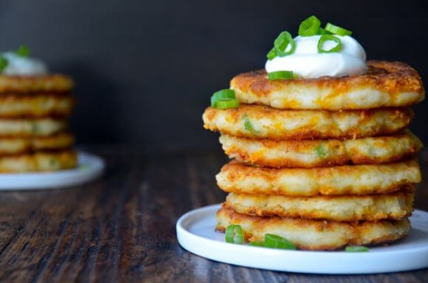 Cheesy leftover mashed potato pancakes