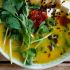 Butternut Squash Ramen Bowl with Rice Noodles, Tofu & Fresh Pea Shoots