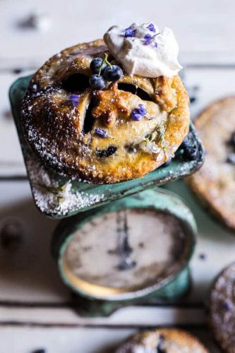 Sweet Blueberry Buttermilk Pies with Chamomile Cream