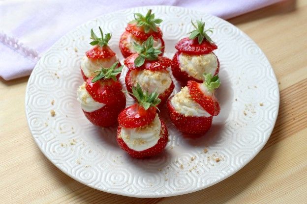 Cheesecake-stuffed strawberry bites