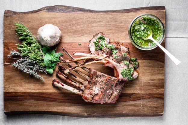Grilled Rack of Lamb with Mint Chimichurri