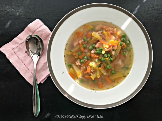 Smoked Salmon Soup with Summer Vegetables