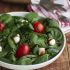 Goat cheese, tomato and baby spinach salad