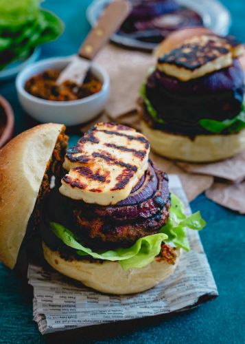 Grilled Halloumi Lamb Burger