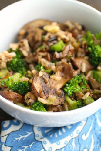 Wild Rice, Mushroom & Broccoli Skillet