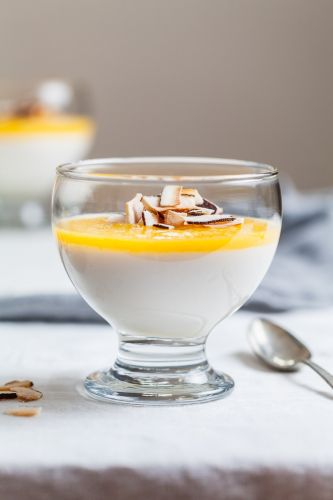 Vegan Coconut Panna Cotta with Mango Jelly