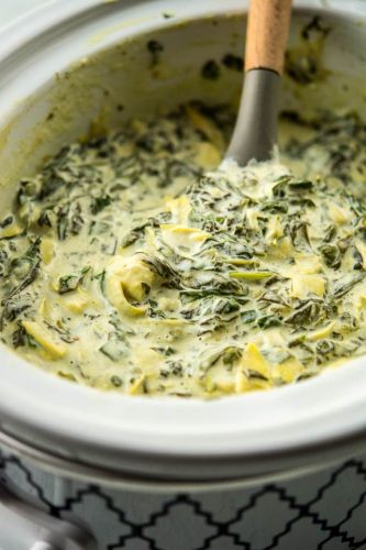 slow cooker spinach artichoke dip