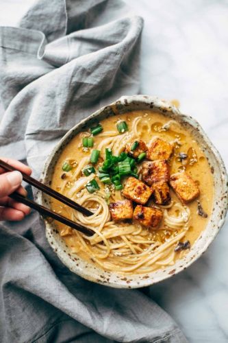 homemade spicy ramen with tofu