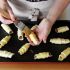 Brush each mini croissant with the egg yolk + milk mixture