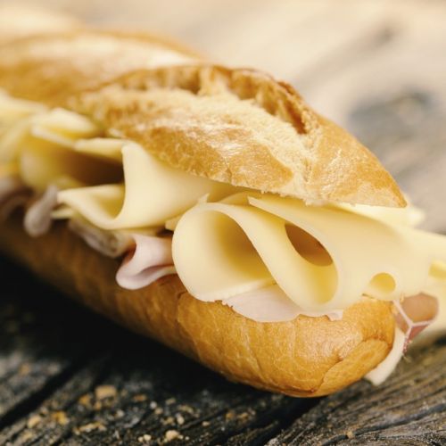 Ham and cheese baguette