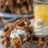 Whole Wheat Carrot Cake Waffles with Cream Cheese Whipped Cream