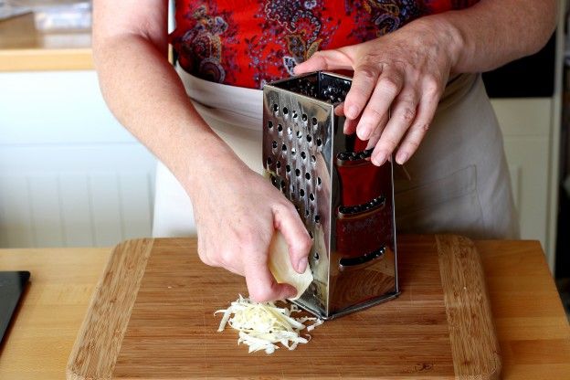 Grate the sharp white cheddar