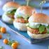 Asian Salmon Sliders with Cilantro Lime Aoli and Marinated Cucumbers
