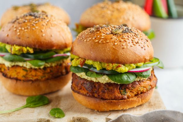 Vegan Sweet Potato Burger with Chickpeas & Spinach