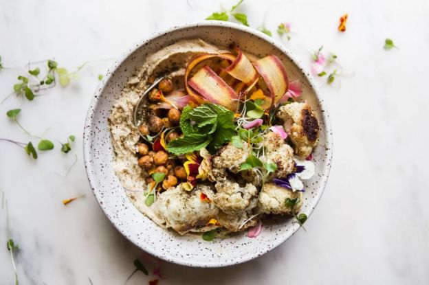 Roasted Cauliflower and Hummus Bowl