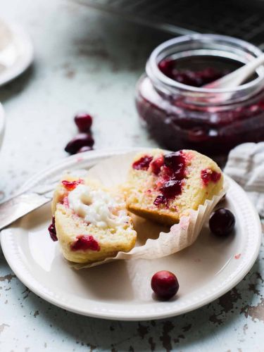 Cranberry Sauce Cornbread Muffins