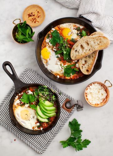 Shakshuka with Spinach and Harissa