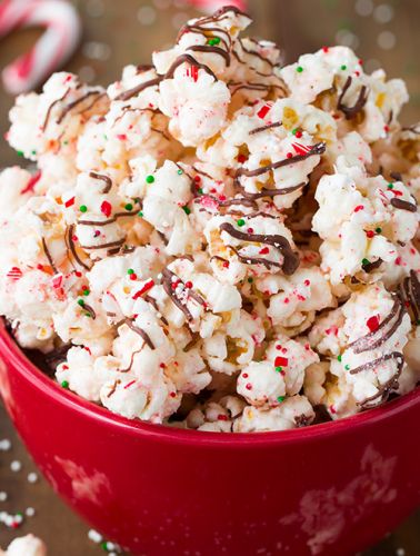 Peppermint bark popcorn