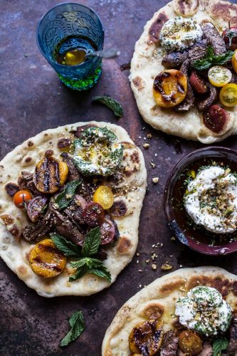 Grilled Lamb Tikka with Caramelized Apricots & Pine Nut Labneh